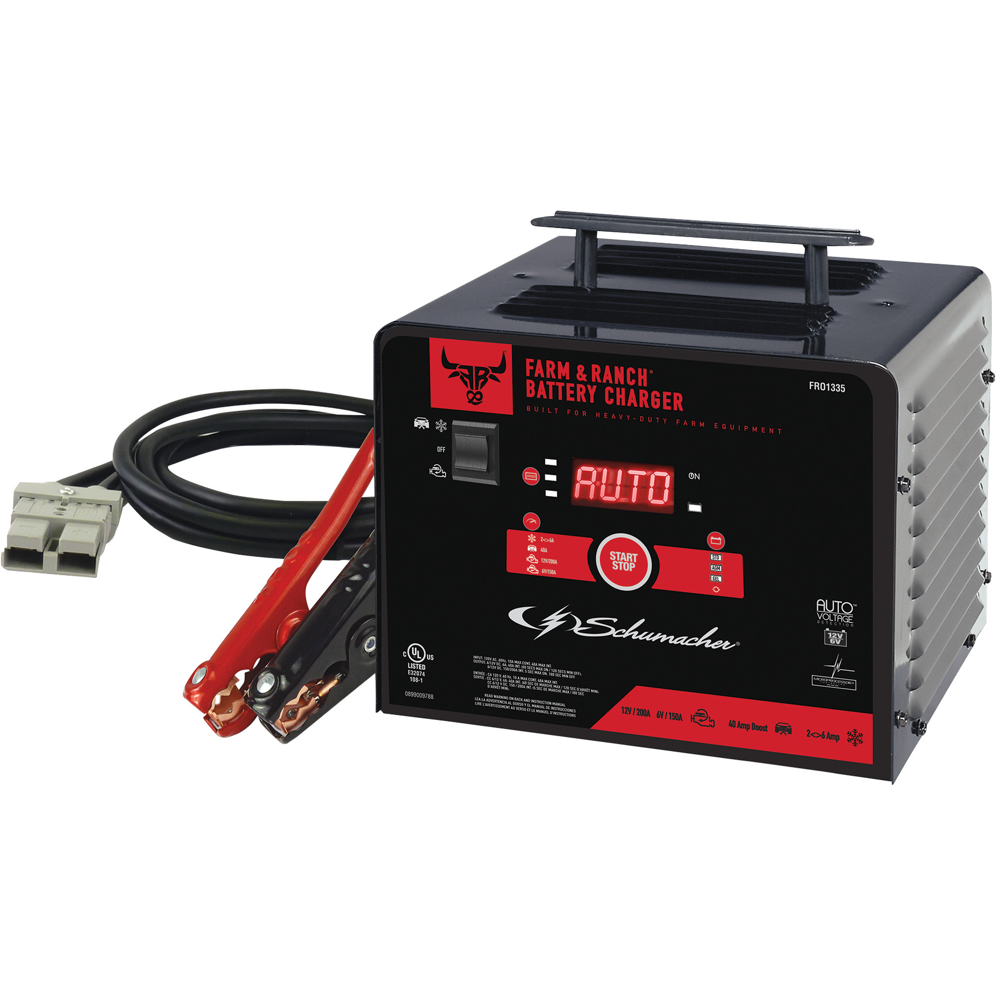 Schumacher Farm and Ranch Fully Automatic Battery Charger, 6/12 Volt, 200 Amp, Model# FRO1335